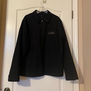 Cutter & Buck Men's L  Pebble Beach Golf Black Microsuede Bomber Jacket LSU EUC
